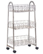 Shelving Unit Iron White 3 Tier Shelves Mobile with Wheels Bathroom Retro Style Beliani