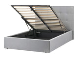 Ottoman Bed Grey Upholstery EU Small Double Size Headboard Storage Function Modern Design Beliani