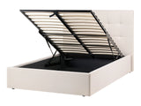 Ottoman Bed Beige Fabric Upholstery EU Small Double Size Headboard Storage Function Modern Design Beliani