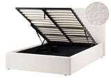 Ottoman Bed Off White Boucle Upholstery EU Small Double Size Headboard Storage Function Modern Design Beliani
