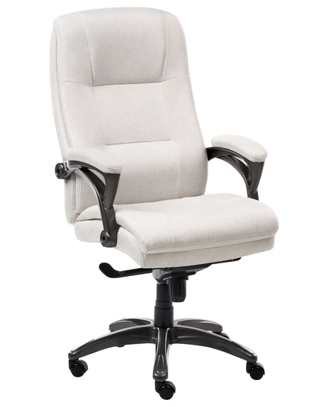 Executive Office Chair Light Beige Linen Upholstery Seat Height Adjustment Titl Swivel Padding Beliani