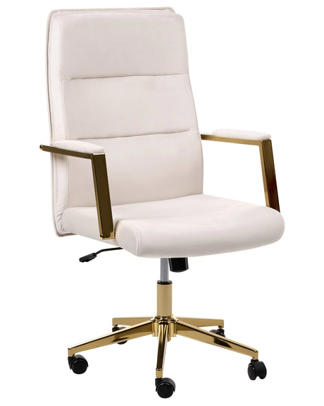 Executive Office Chair Light Beige Velvet Upholstery Seat Height Adjustment Tilt Swivel Padding Beliani