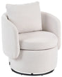 Armchair Off-White Fabric 360 Swivel Base with Storage Scatter Cushion Retro Style Living Room Reading Nook Beliani