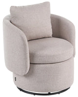 Armchair Beige Fabric 360 Swivel Base with Storage Scatter Cushion Retro Style Living Room Reading Nook Beliani