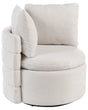 Armchair Off-White Fabric 360 Swivel Base with Storage Scatter Cushions Retro Style Living Room Reading Nook Beliani