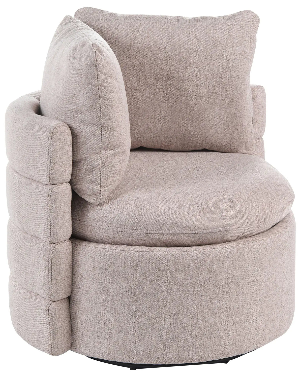 Armchair Beige Fabric 360 Swivel Base with Storage Scatter Cushions Retro Style Living Room Reading Nook Beliani