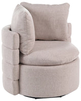 Armchair Beige Fabric 360 Swivel Base with Storage Scatter Cushions Retro Style Living Room Reading Nook Beliani