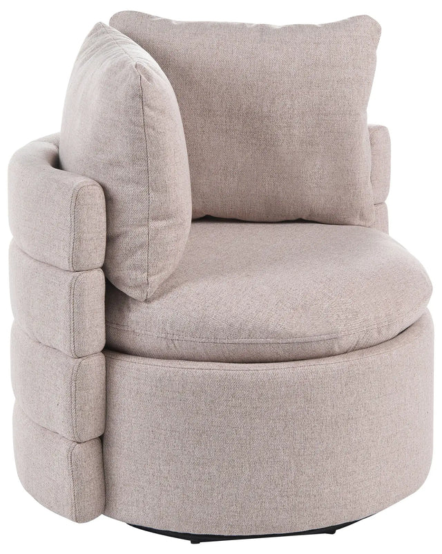 Armchair Beige Fabric 360 Swivel Base with Storage Scatter Cushions Retro Style Living Room Reading Nook Beliani