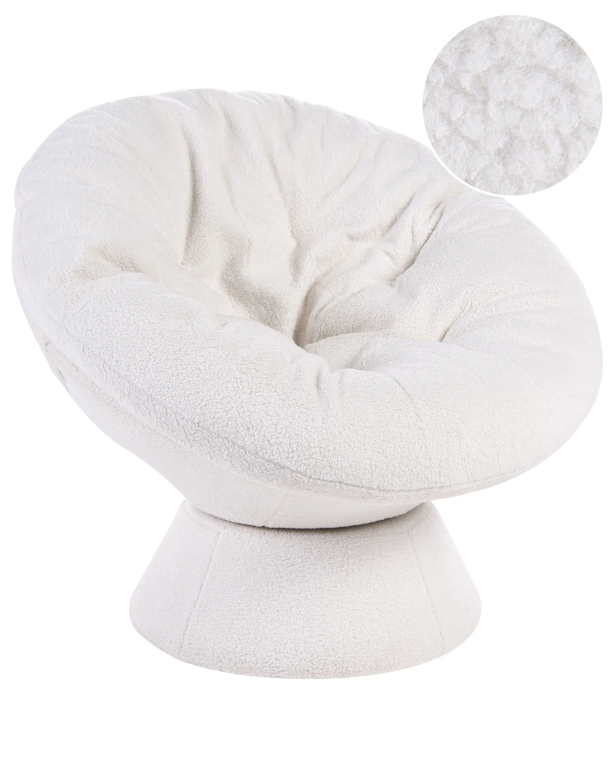 Armchair Off-White Boucle 360 Swivel Base Papasan Bowl Chair Modern Style Living Room Reading Nook Beliani