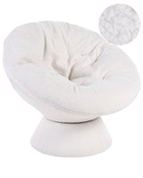 Armchair Off-White Boucle 360 Swivel Base Papasan Bowl Chair Modern Style Living Room Reading Nook Beliani