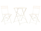 3 Piece Bistro Set Off-White Metal Folding Slatted Seat Back Outdoor Beliani