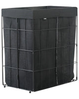 Laundry Basket Black Metal Frame Fabric Liner Foldable Handmade Bathroom 100l Beliani