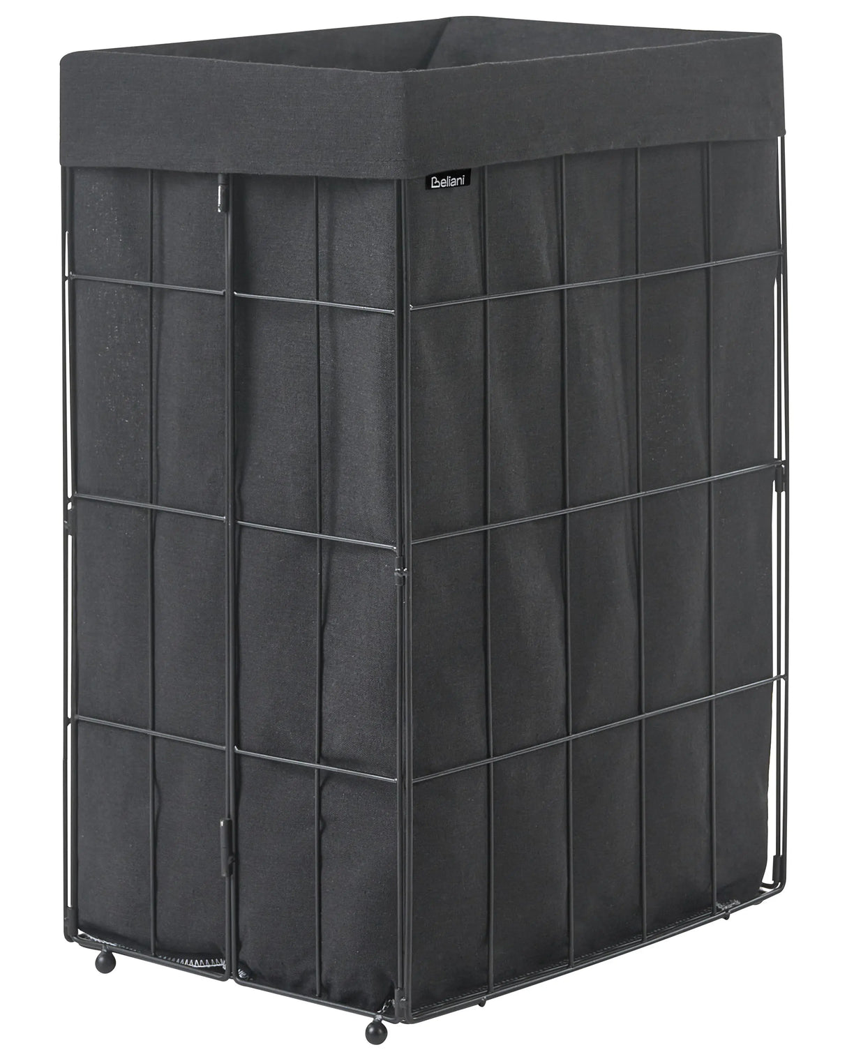 Laundry Basket Black Metal Frame Fabric Liner Foldable Handmade Bathroom 72l Beliani