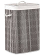 Laundry Basket Grey Fabric with Lid and Removable Liner Foldable Bathroom Handmade 72l Beliani