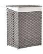 Laundry Basket Grey Fabric with Lid and Removable Liner Foldable Bathroom Handmade 83l Braided Beliani