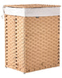Laundry Basket Brown Fabric with Lid and Removable Liner Foldable Bathroom Handmade 83l Braided Beliani