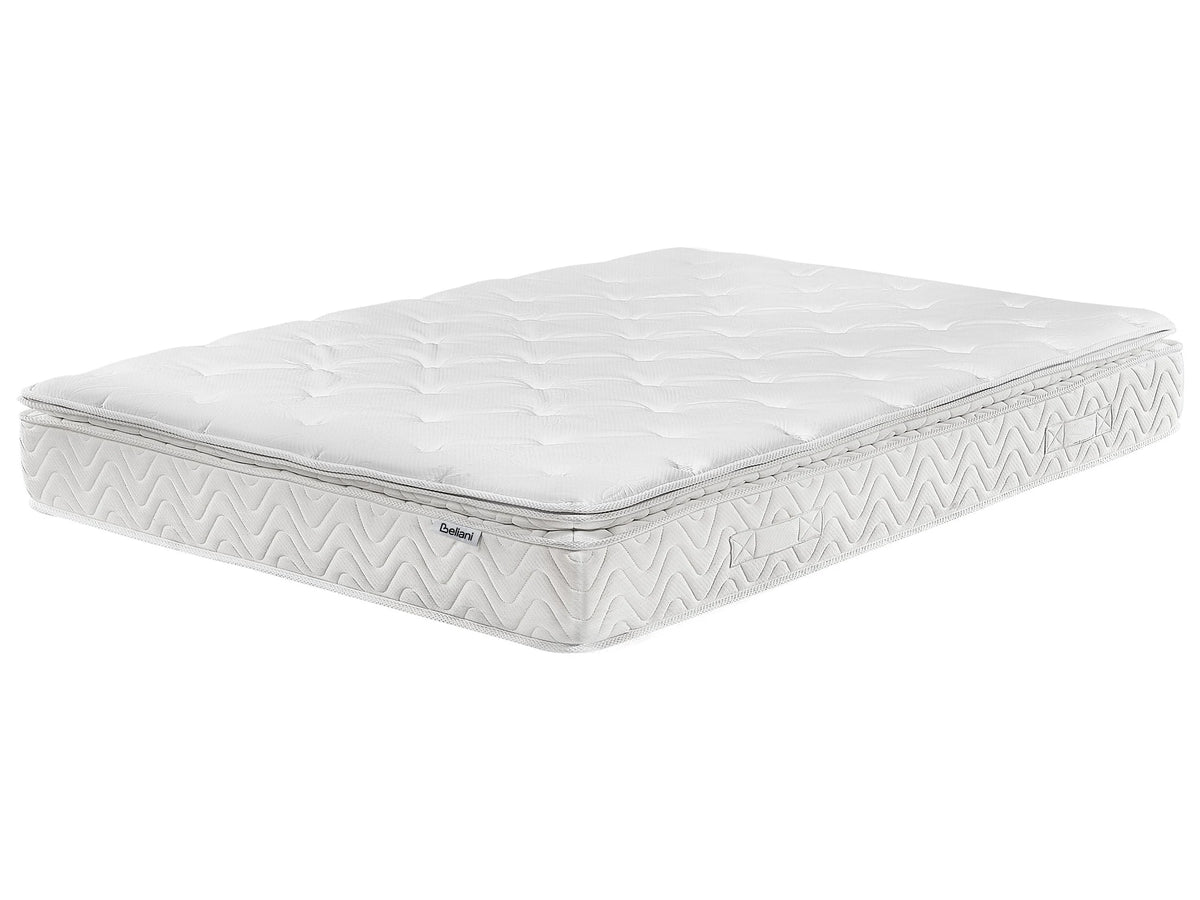 Pocket Spring Mattress White Bamboo Fabric EU King Size 7 Zone Hard Firm Removable Cover Beliani