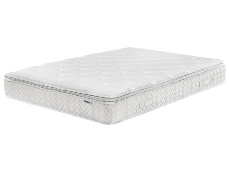 Pocket Spring Mattress White Bamboo Fabric EU King Size 7 Zone Hard Firm Removable Cover Beliani