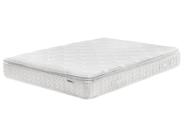 Pocket Spring Mattress White Bamboo Fabric EU King Size 7 Zone Hard Firm Removable Cover Beliani