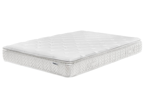 Pocket Spring Mattress White Bamboo Fabric EU King Size 7 Zone Hard Firm Removable Cover Beliani