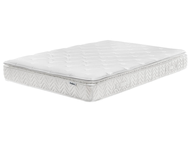 Pocket Spring Mattress White Bamboo Fabric EU King Size 7 Zone Hard Firm Removable Cover Beliani