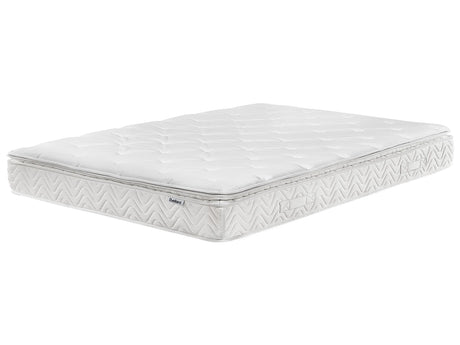 Pocket Spring Mattress White Bamboo Fabric EU Super King Size 7 Zone Hard Firm Removable Cover Beliani