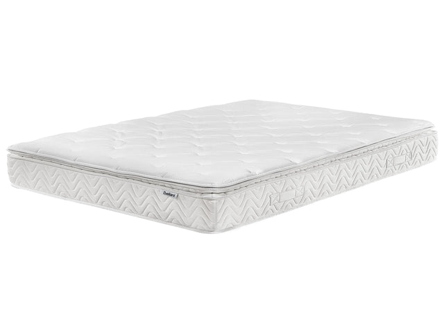 Pocket Spring Mattress White Bamboo Fabric EU Super King Size 7 Zone Hard Firm Removable Cover Beliani