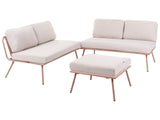 Garden Set Beige Steel Frame Fabric Cushions Table with Polywood Adjustable Tabletop Modern Style Beliani