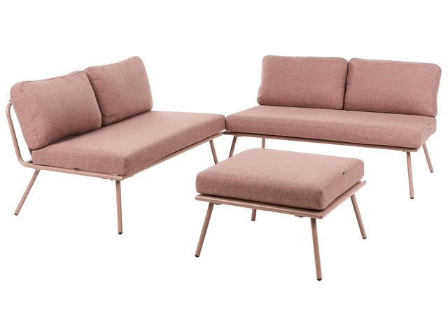 Garden Set Brown Steel Frame Fabric Cushions Table with Polywood Adjustable Tabletop Modern Style Beliani