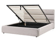 Slatted Bed Frame Grey Linen Fabric Upholstered Plastic Legs Ottoman Storage 5ft3 EU King Size Modern Design Beliani