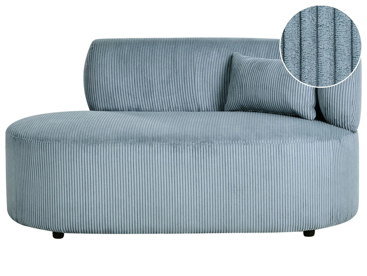 Chaise Lounge Blue Corduroy Upholstery with Scatter Cushion Right Hand Beliani