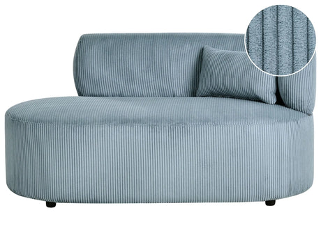 Chaise Lounge Blue Corduroy Upholstery with Scatter Cushion Right Hand Beliani