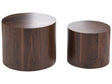 Set of 2 Coffee Tables Dark Brown Tabletop Round Small and Medium Living Room Furniture Beliani