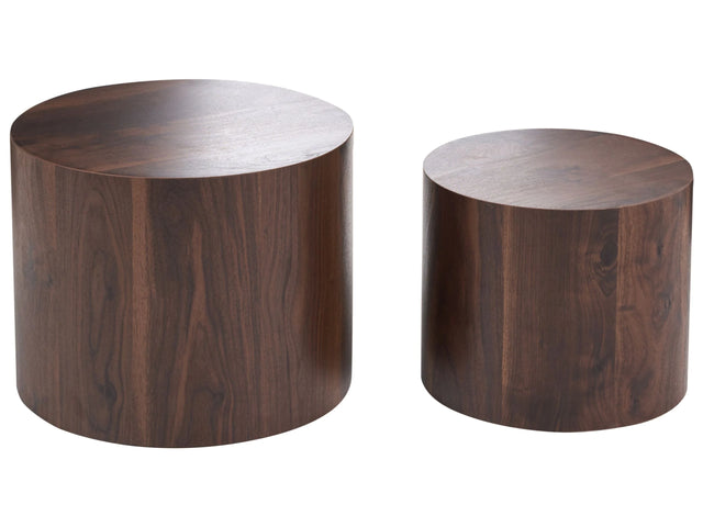 Set of 2 Coffee Tables Dark Brown Tabletop Round Small and Medium Living Room Furniture Beliani