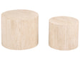 Set of 2 Coffee Tables Travertine Effect Tabletop Round Small and Medium Living Room Furniture Beliani
