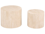 Set of 2 Coffee Tables Travertine Effect Tabletop Round Small and Medium Living Room Furniture Beliani