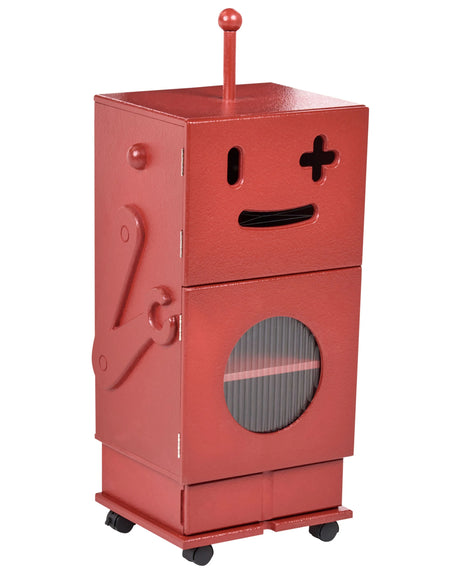 Kids Storage Cabinet Red MDF with Wheels 3 Shelves and 1 Drawer Robot Theme Kids Room Beliani