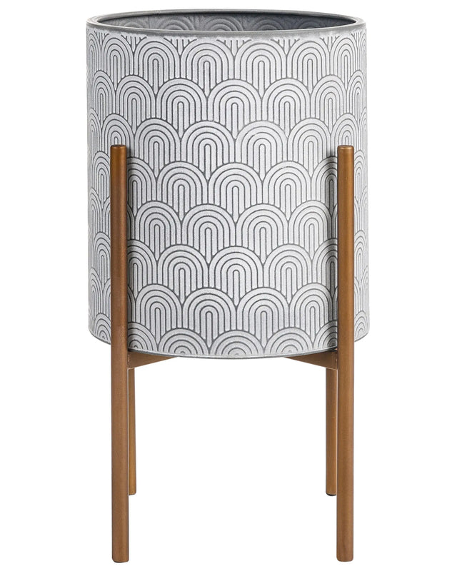 Plant Stand Light Grey Iron 31 x 31 x 58 cm Indoor Metal Flower Modern Industrial Standing Planter Beliani