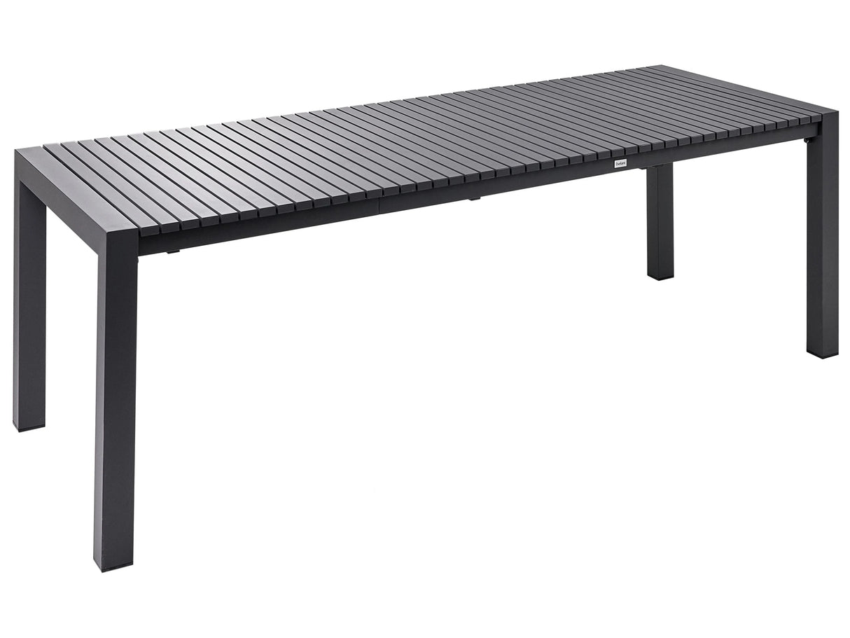 Extending Garden Table Dark Grey Aluminium 160/220 x 90 cm Powder-Coated Outdoor Furniture Modern Beliani