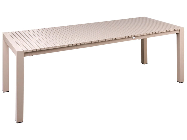 Extending Garden Table Sand Beige Aluminium 160/220 x 90 cm Powder-Coated Outdoor Furniture Modern Beliani