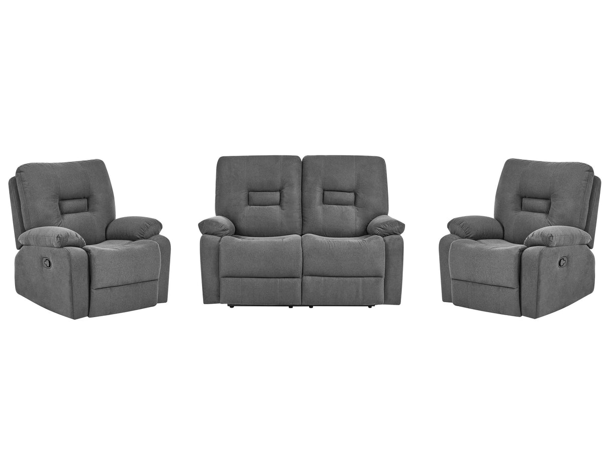 Living Room Set 2 Seater 2 Seater Armchair Graphite Grey Recliner Manually Adjustable Back and Footrest Beliani
