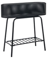Raised Planter Box Black Elevated Plant Pot Metal with Shelf Indoor Outdoor Garden Bed Beliani