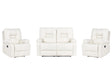 Living Room Set 2 Seater 2 Armchairs White Faux Leather Recliner Manually Adjustable Back and Footrest Beliani