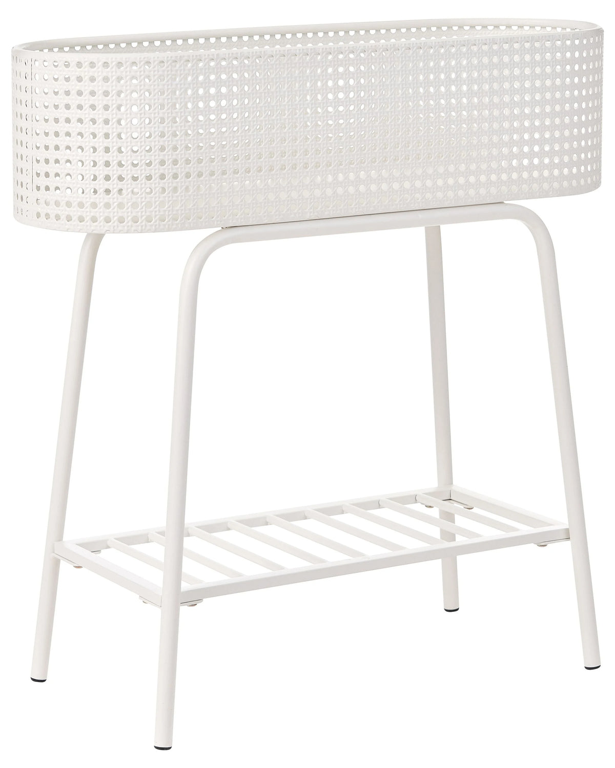 Raised Planter Box White Elevated Plant Pot Metal with Shelf Indoor Outdoor Garden Bed Beliani