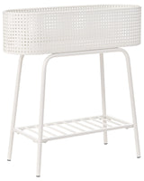 Raised Planter Box White Elevated Plant Pot Metal with Shelf Indoor Outdoor Garden Bed Beliani