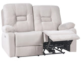 Recliner Sofa 2 Seater Beige Velvet Electric Adjustable Back and Footrest with LED Light Modern Living Room Beliani