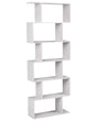 6 Tier Bookcase Off-White Shelves Chipboard Frame Open Back Irregular Design Storage Minimalist Style Beliani