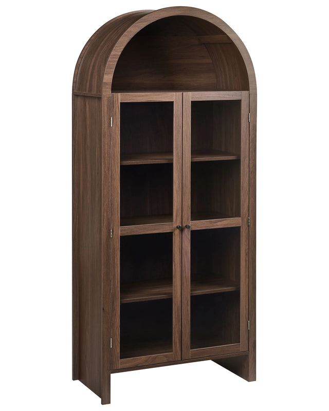 Decorative Cabinet Dark Brown Particle Board with Shelves and Glass Display Dining Room Kitchen Beliani