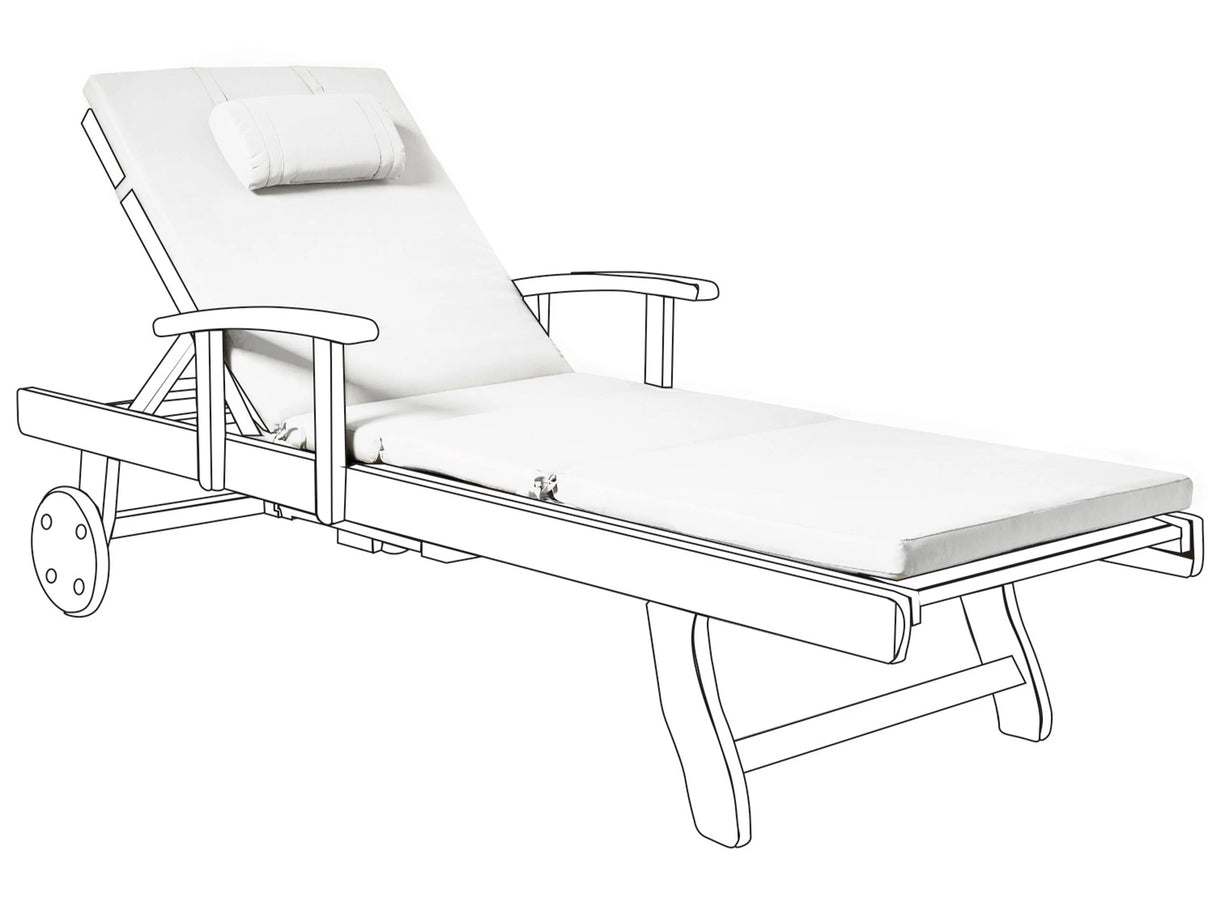 Garden Sun Lounger Cushion Off-White Linen Polyester Seat Backrest Pad Modern Design Outdoor Pad Beliani