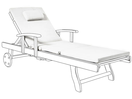 Garden Sun Lounger Cushion Off-White Linen Polyester Seat Backrest Pad Modern Design Outdoor Pad Beliani
